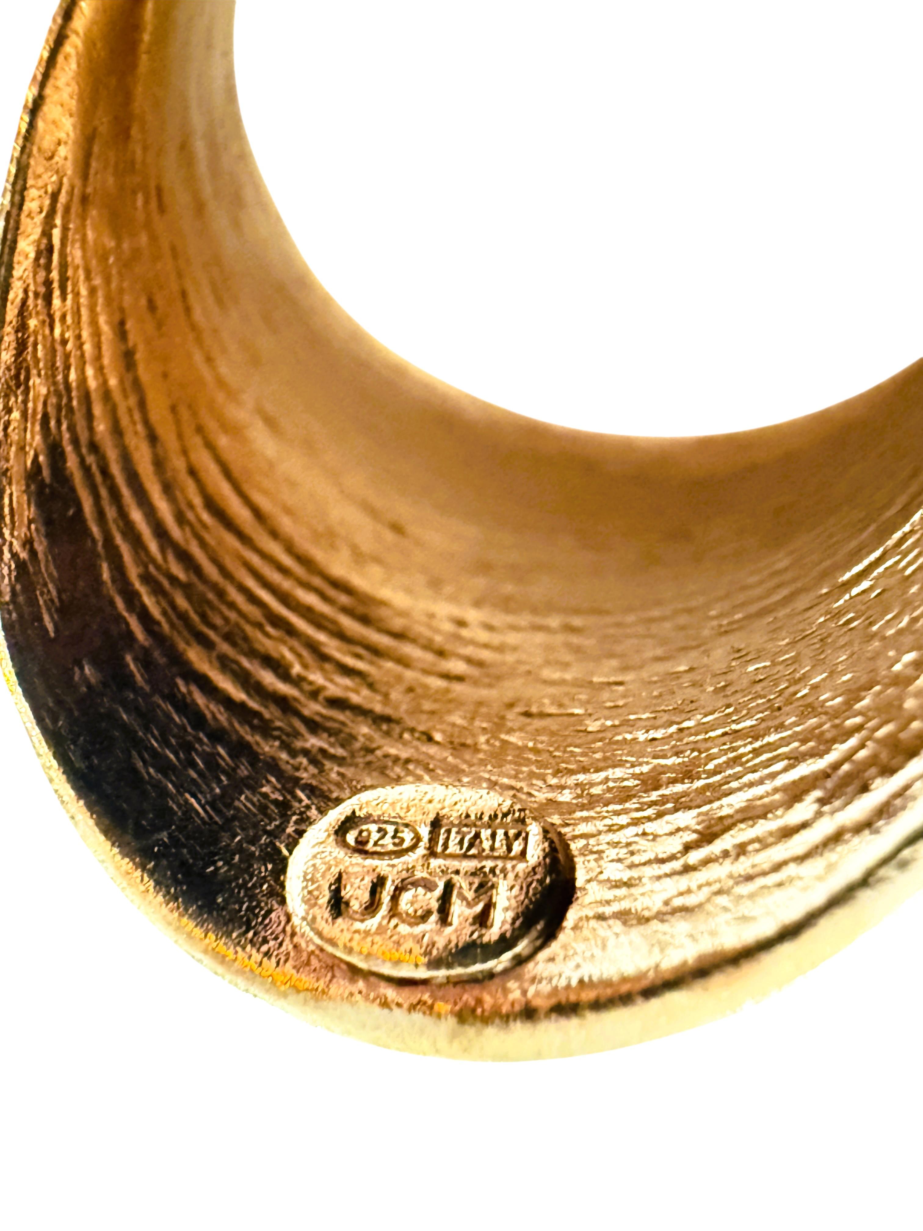 Neu JCM Italien 14k Gold über Sterling Silber 925 Wide Freeform Band Ring Größe 7 im Zustand „Neu“ im Angebot in Eagan, MN
