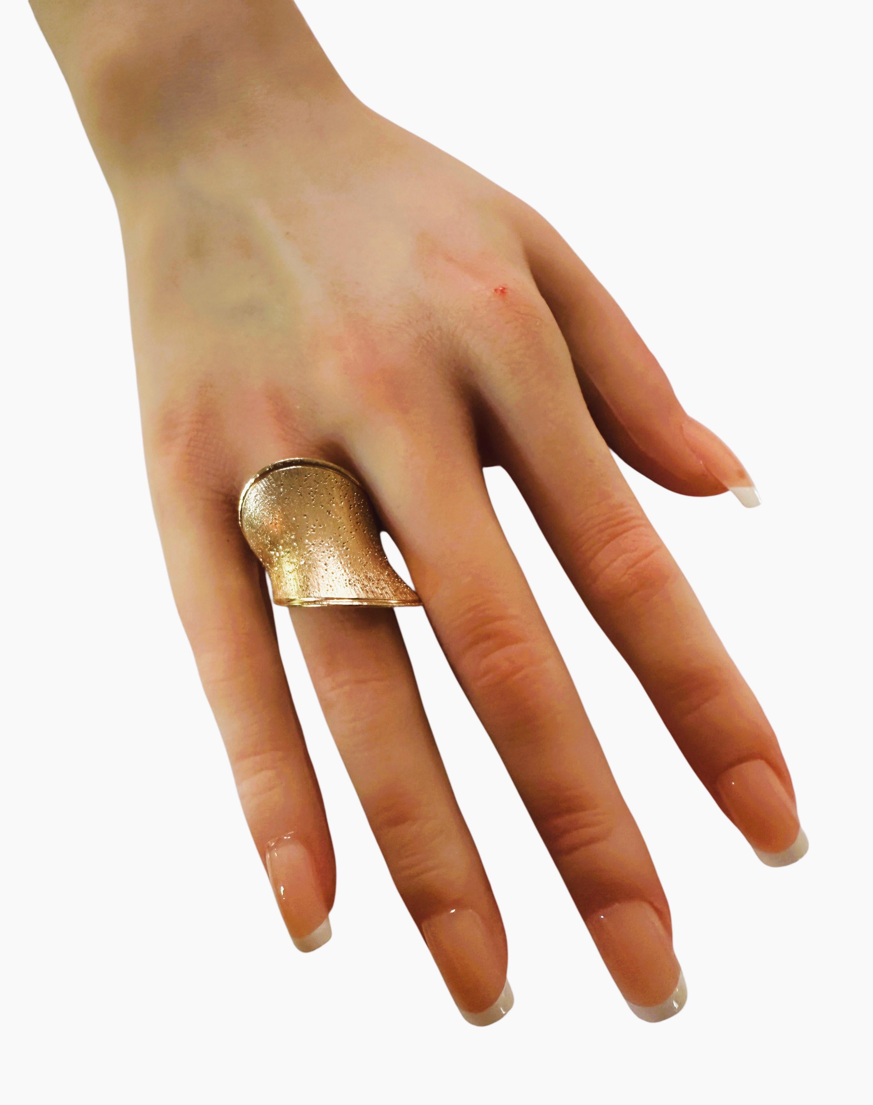 Neu JCM Italien 14k Gold über Sterling Silber 925 Wide Freeform Band Ring Größe 7 Damen im Angebot