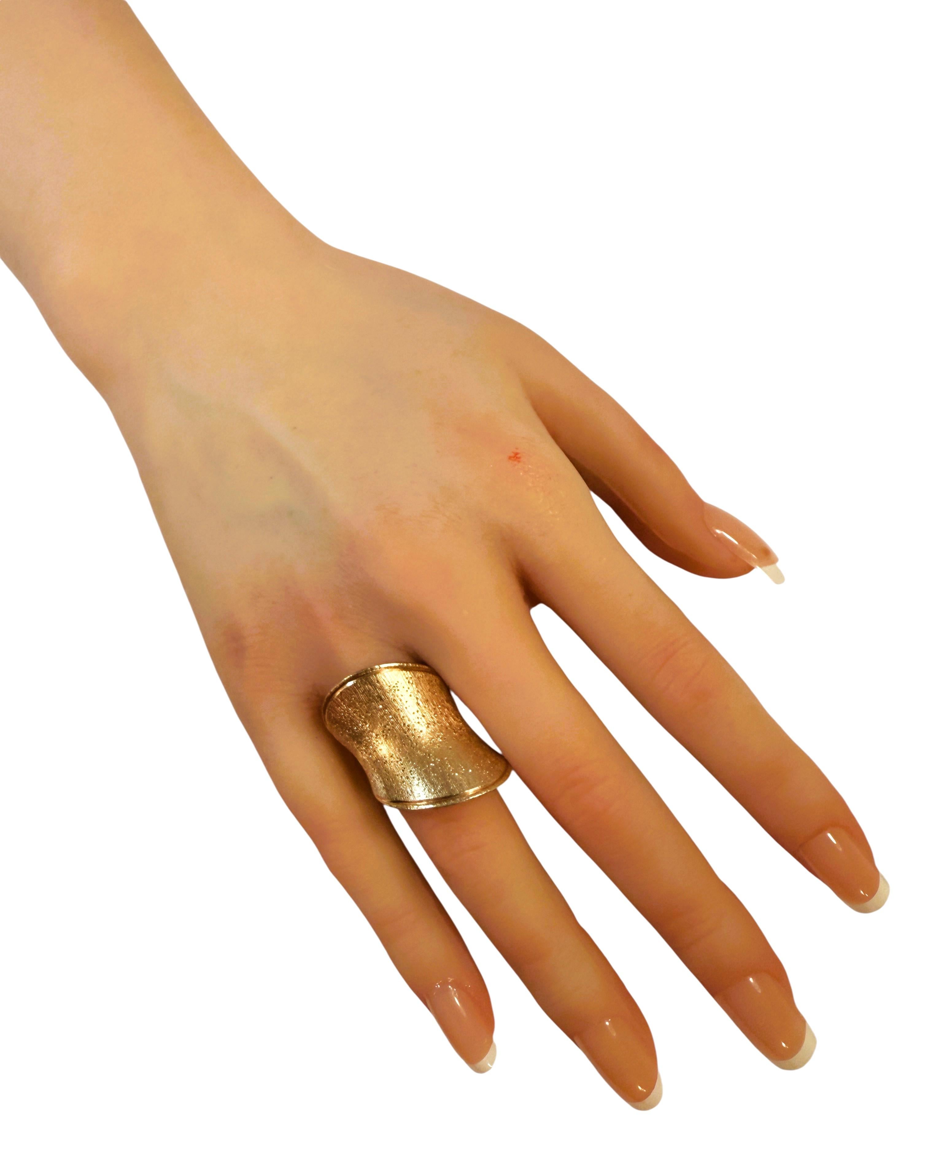 Neu JCM Italien 14k Gold über Sterling Silber 925 Wide Freeform Band Ring Größe 7 im Angebot 1