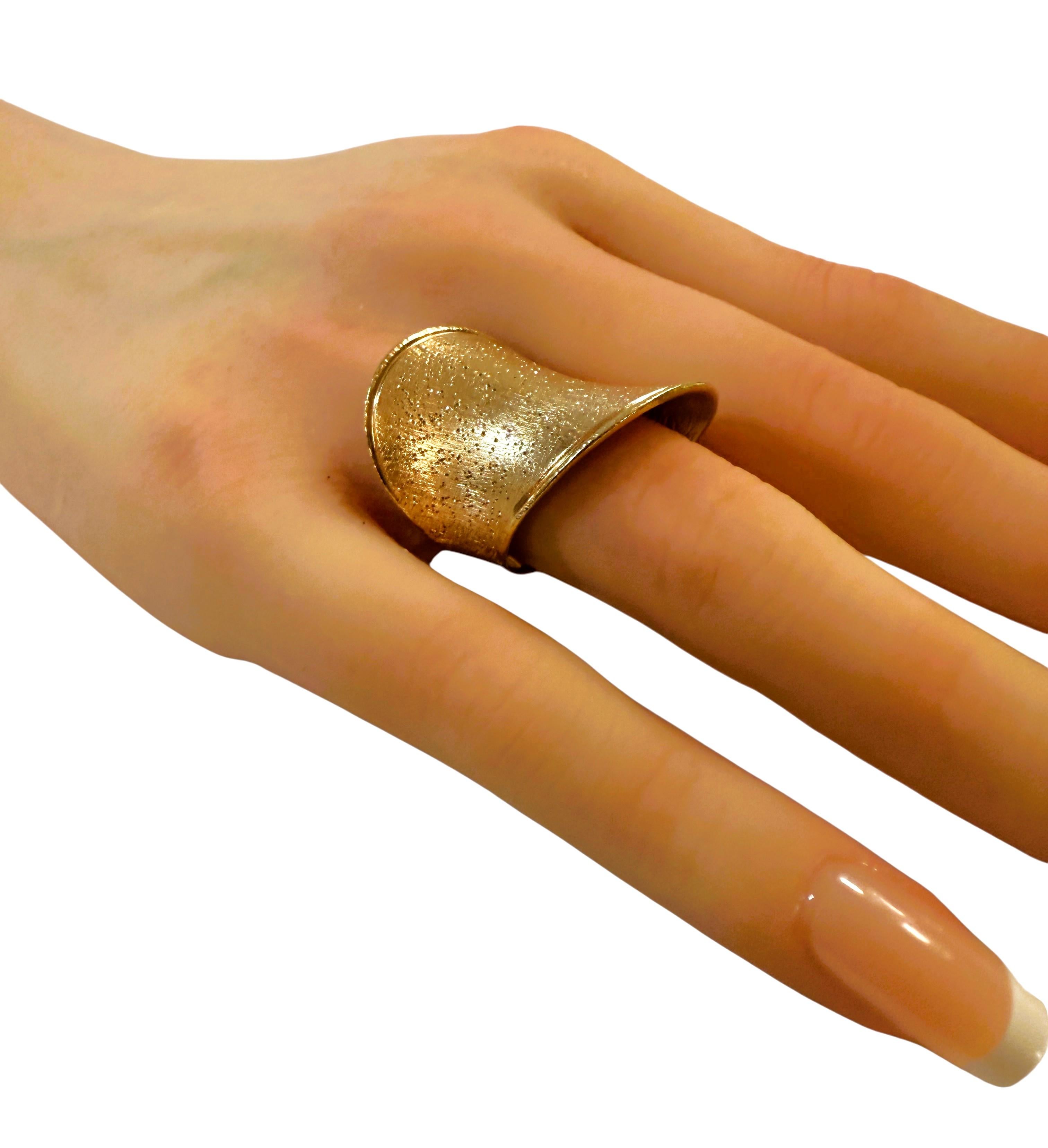 Neu JCM Italien 14k Gold über Sterling Silber 925 Wide Freeform Band Ring Größe 7 im Angebot 2