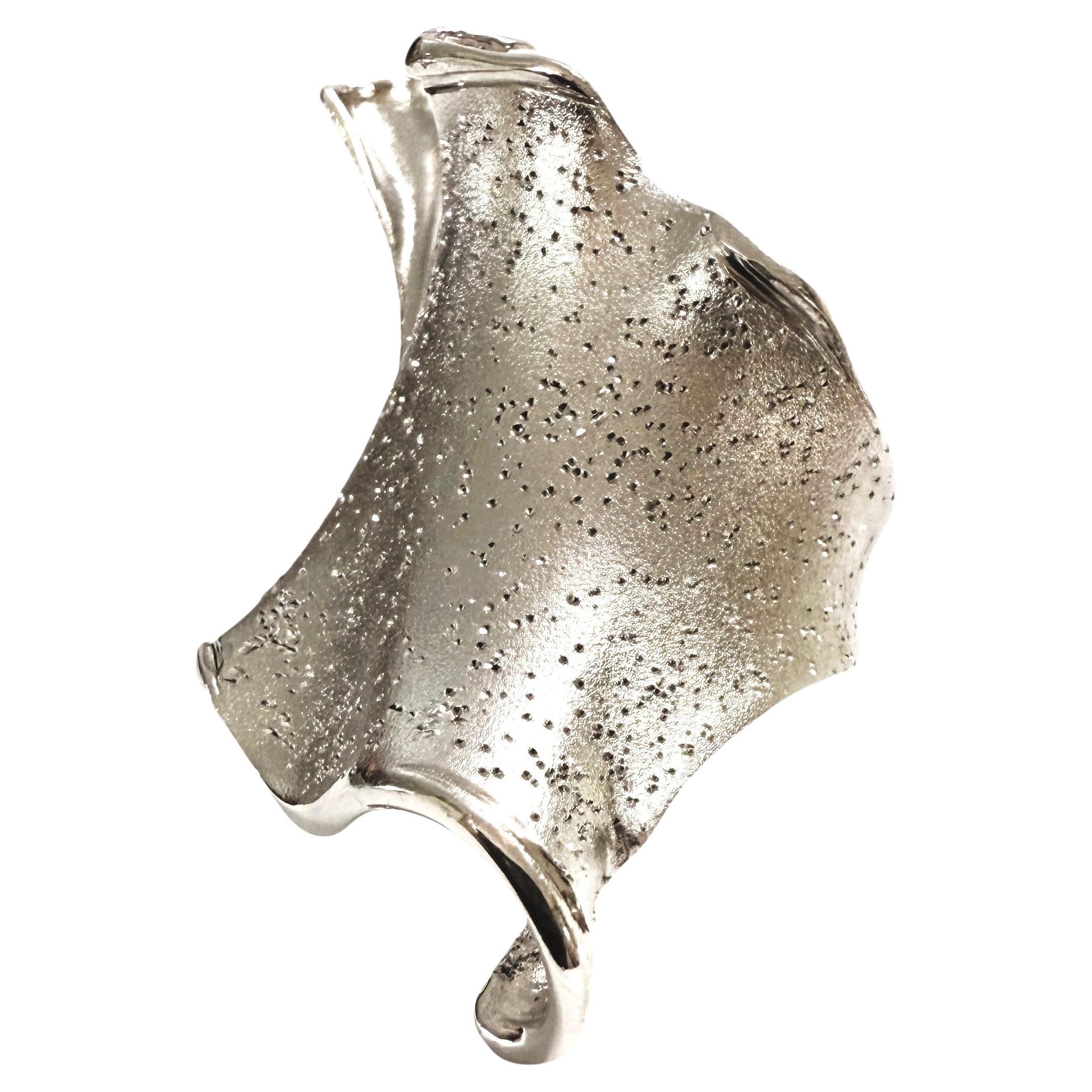 New JCM Italy 14k White Gold Over Sterling Silver 925 Anello Brutalista Misura 8