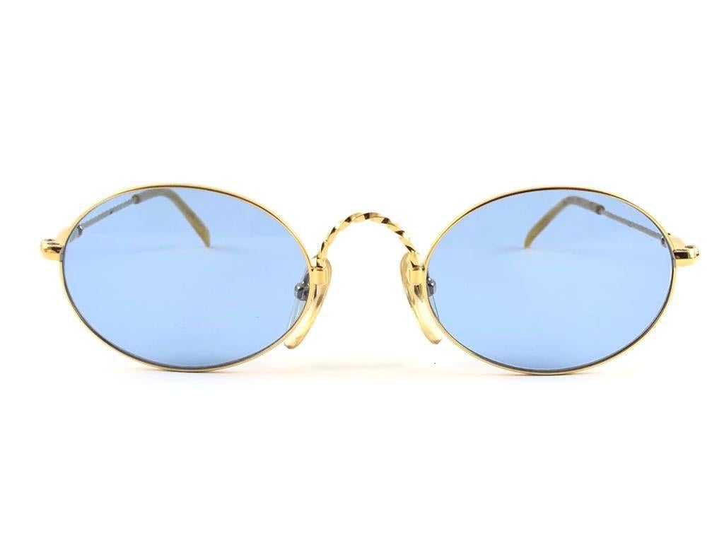 New Jean Paul Gaultier 55 0175 Oval Small Blue Lenses 1990's Made in Japan  In New Condition In Baleares, Baleares
