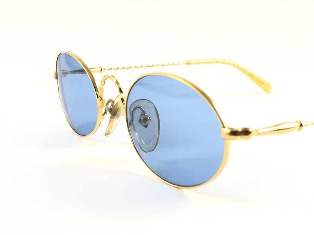 Women's or Men's New Jean Paul Gaultier 55 0175 Oval Small Blue Lenses 1990's Made in Japan 