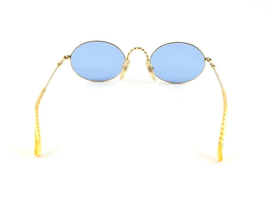 New Jean Paul Gaultier 55 0175 Oval Small Blue Lenses 1990's Made in Japan  4
