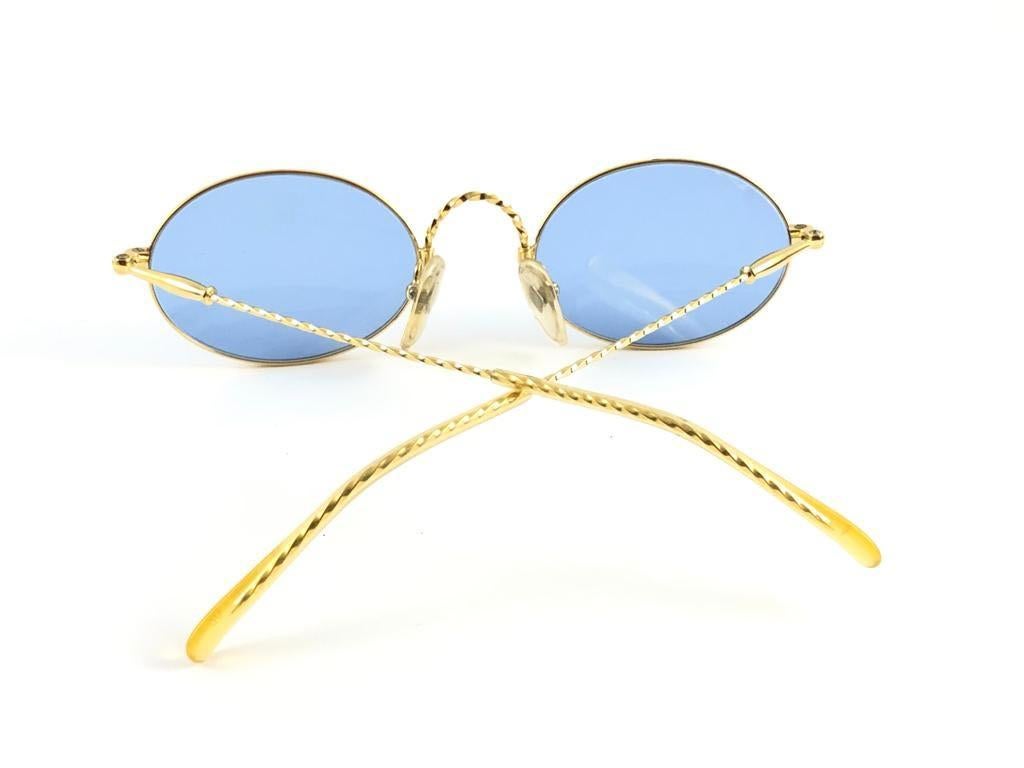 New Jean Paul Gaultier 55 0175 Oval Small Blue Lenses 1990's Made in Japan  5