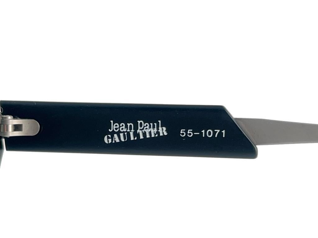 New Jean Paul Gaultier 55 1071 Black Mate & Metal Frame Polarized 1990's Japan For Sale 1