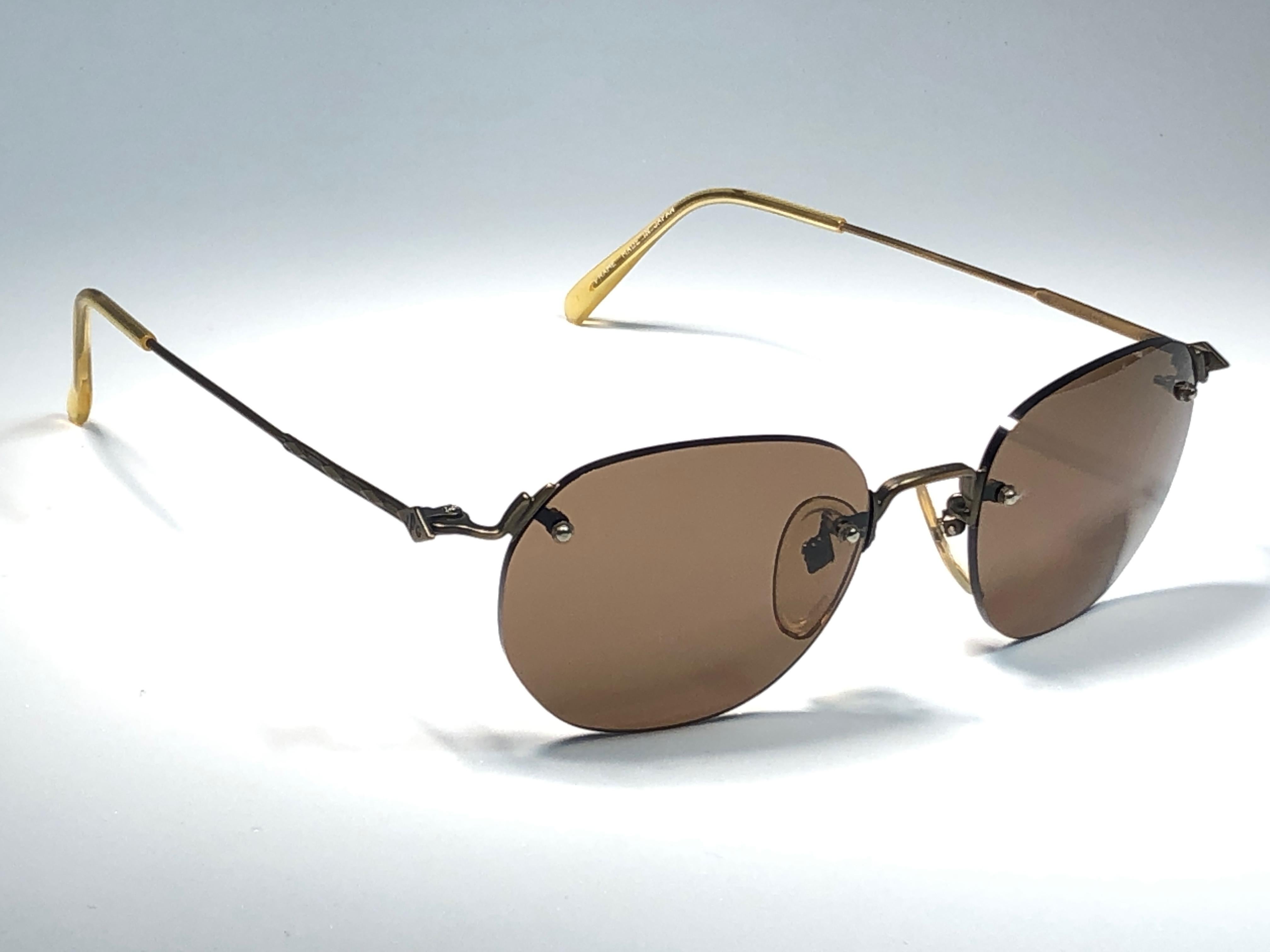 Jean Paul Gaultier - Lunettes de soleil en cuivre sans monture 55 1177, neuves, fabriquées au Japon, années 1990 Neuf - En vente à Baleares, Baleares