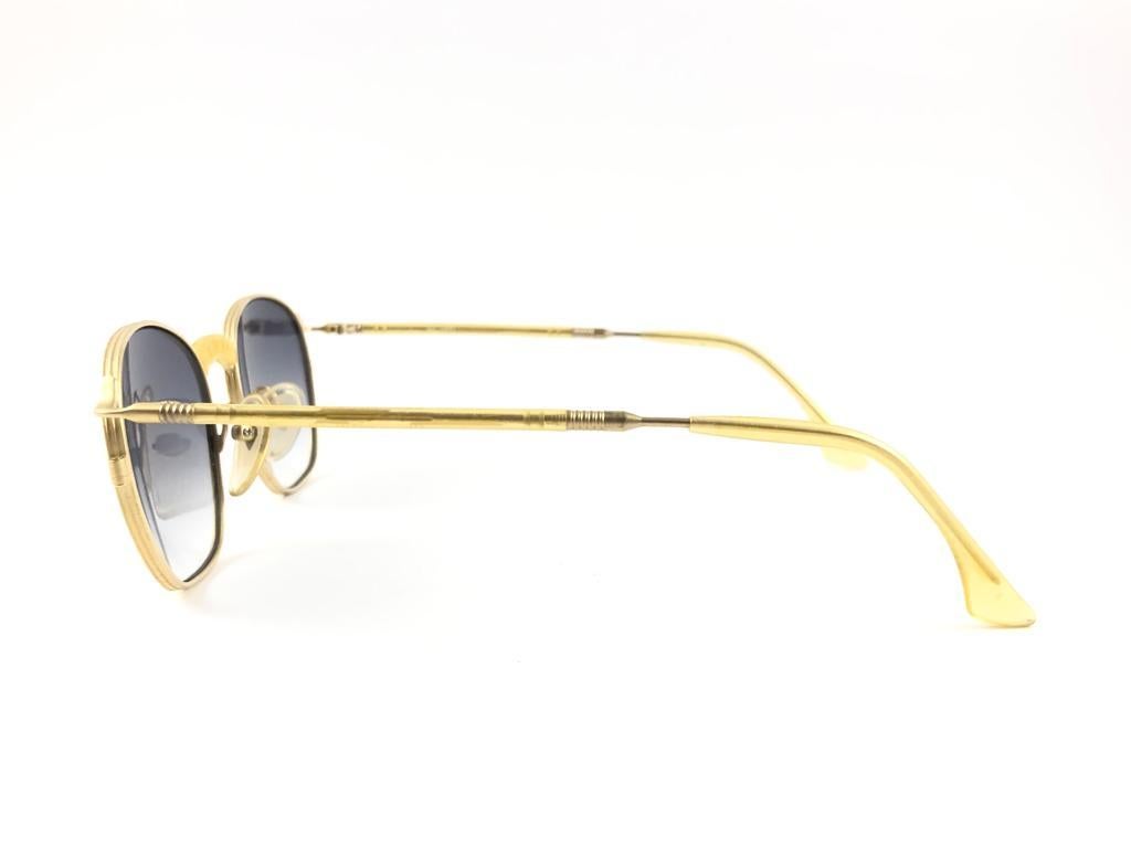 Women's or Men's New Jean Paul Gaultier 55 1271  Oval Gold Sunglasses 1990's Made in Japan  For Sale