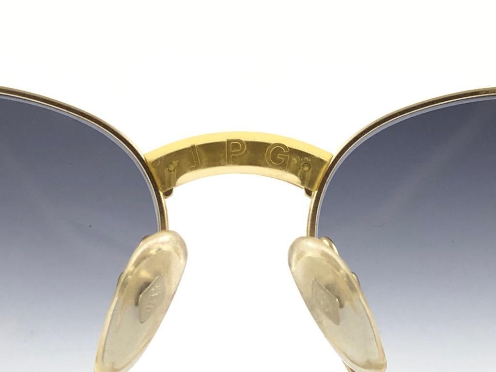 New Jean Paul Gaultier 55 1271  Oval Gold Sunglasses 1990's Made in Japan  For Sale 3