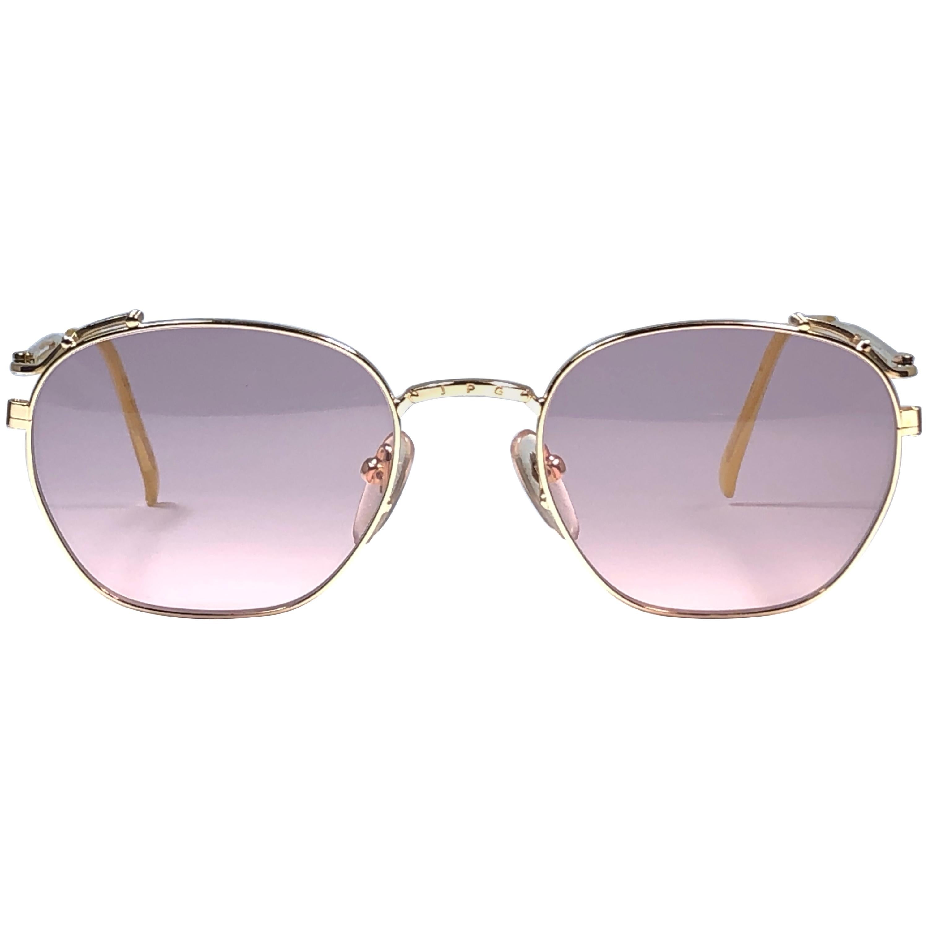 New Jean Paul Gaultier 55 3173 Gold Sunglasses 1990's Japan 