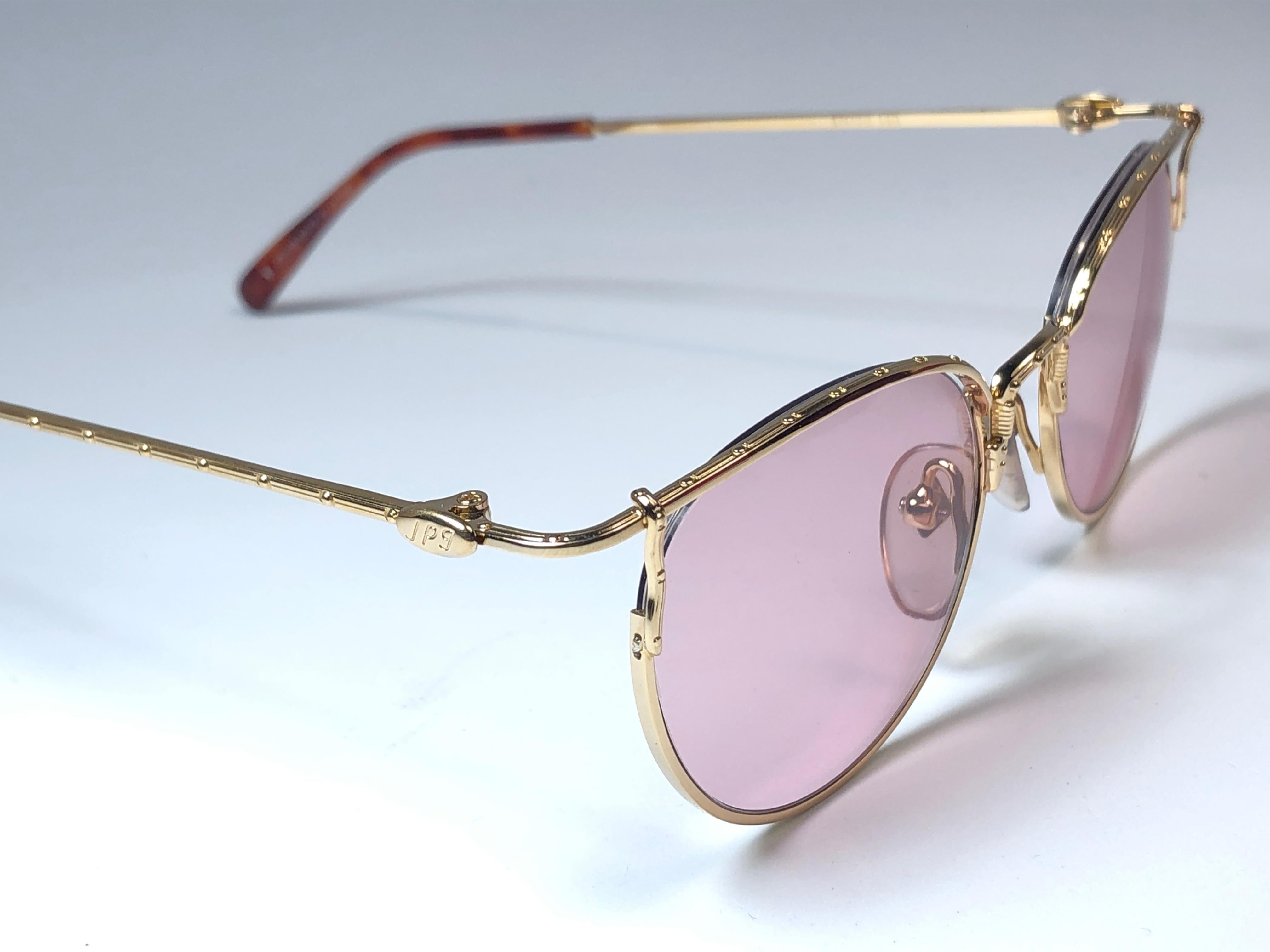 Gray New Jean Paul Gaultier 55 3177 22k Gold Plated Sunglasses 1990's Japan 