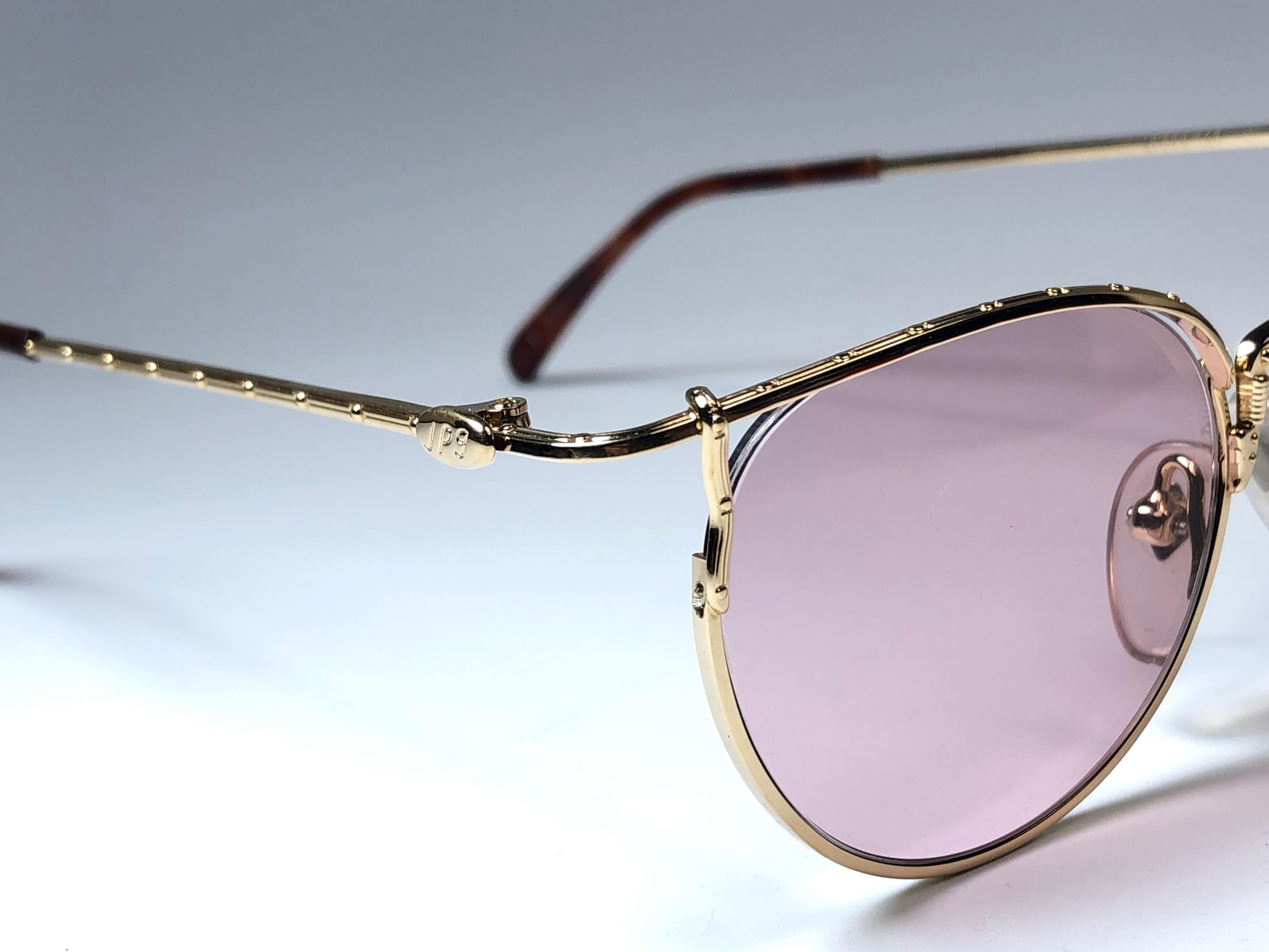 Women's or Men's New Jean Paul Gaultier 55 3177 22k Gold Plated Sunglasses 1990's Japan 