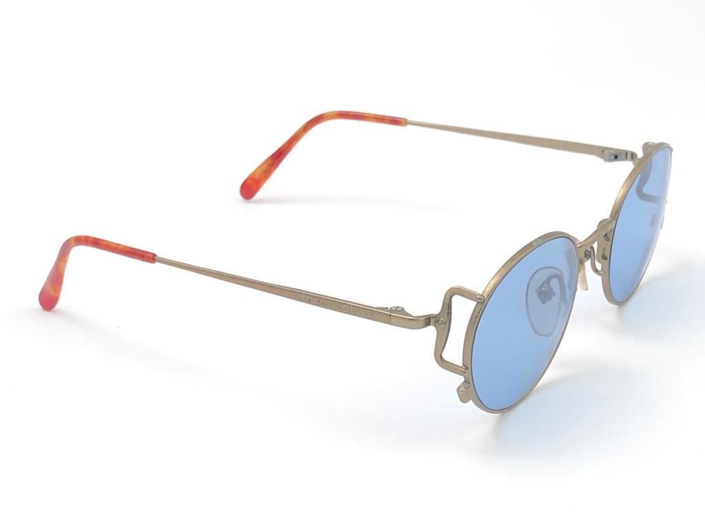 Blue New Jean Paul Gaultier 55 3178 Oval Matte Sunglasses 1990's Made in Japan 