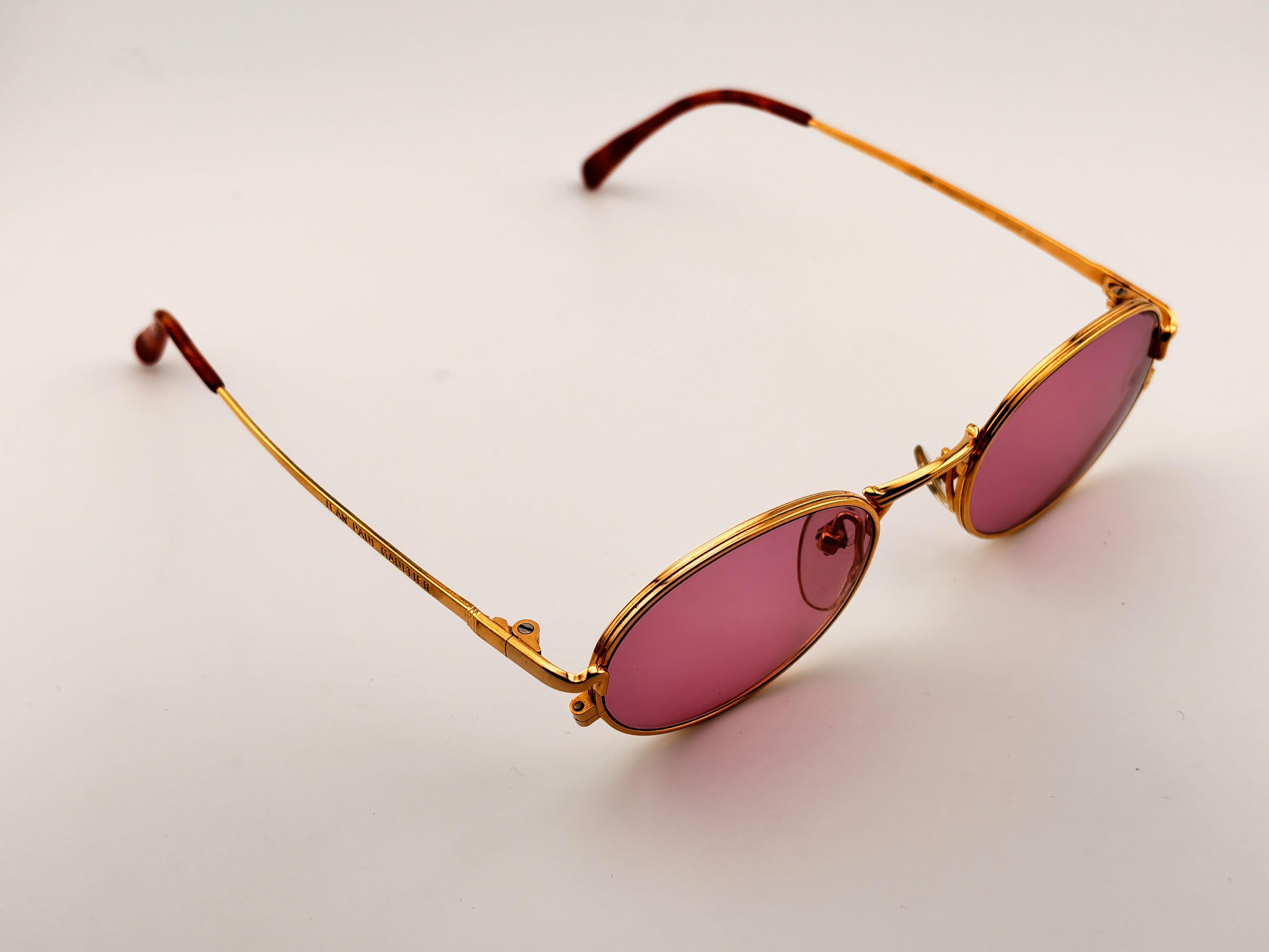 Oro New Jean Paul Gaultier 55 3181 Gold Frame Made In Japan 1990'S Occhiali da Sole in vendita