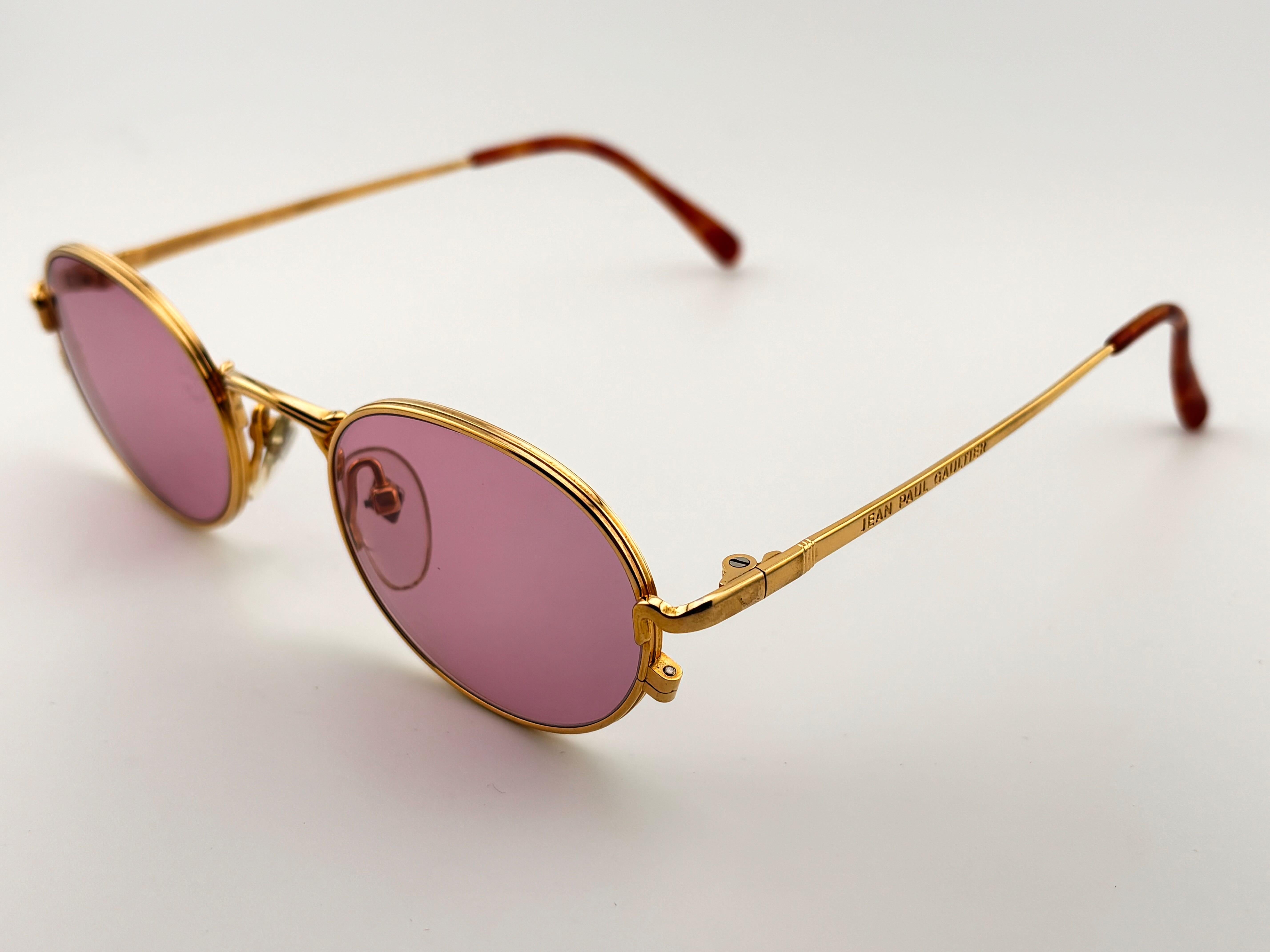 New Jean Paul Gaultier 55 3181 Gold Frame Made In Japan 1990'S Occhiali da Sole in vendita 2