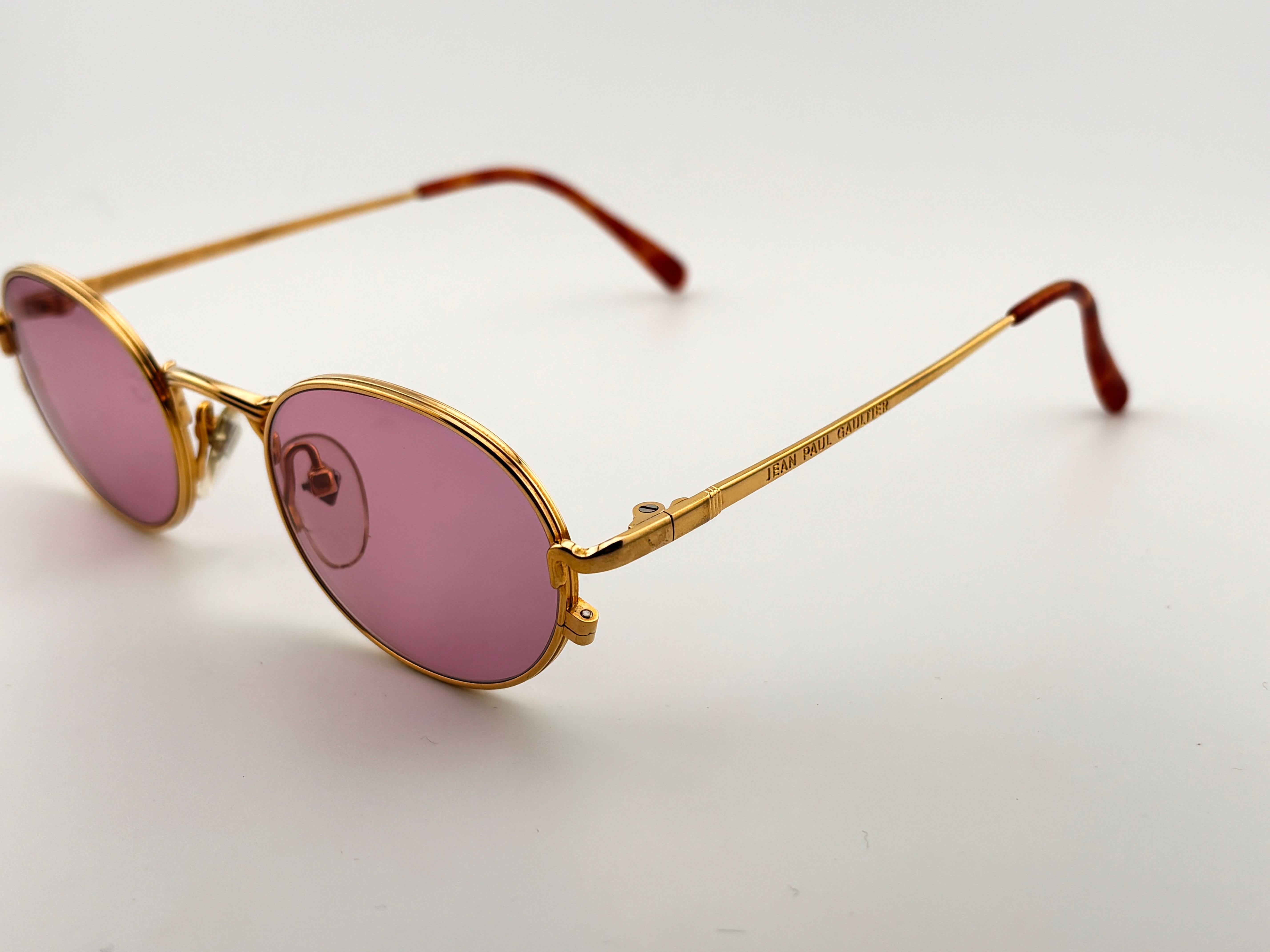 New Jean Paul Gaultier 55 3181 Gold Frame Made In Japan 1990'S Occhiali da Sole in vendita 3