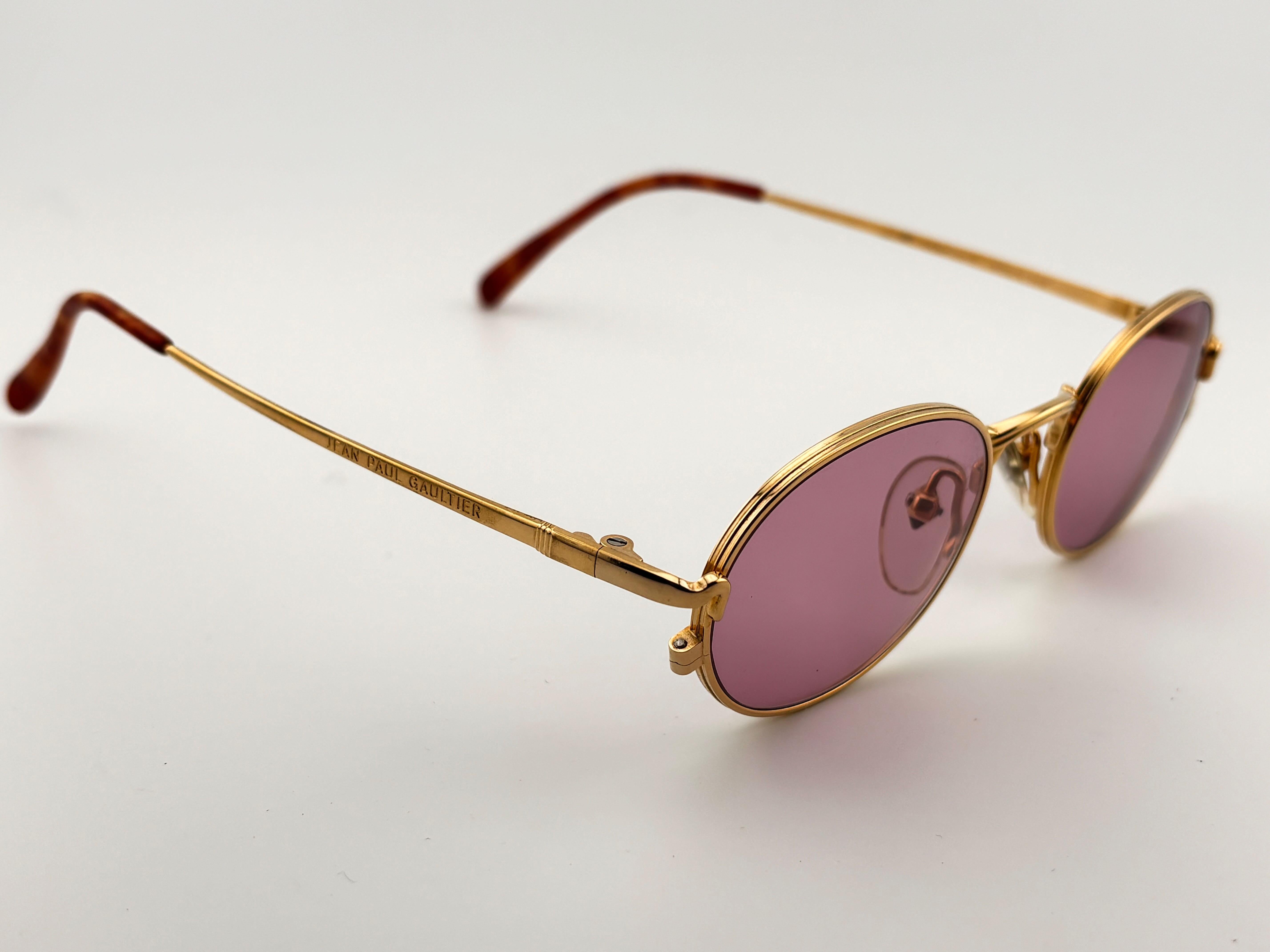 New Jean Paul Gaultier 55 3181 Gold Frame Made In Japan 1990'S Occhiali da Sole in vendita 4