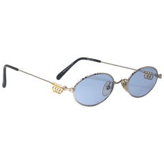 Vintage New Jean Paul Gaultier 55 5101 Oval Silver & Gold Sunglasses 1990's Japan 