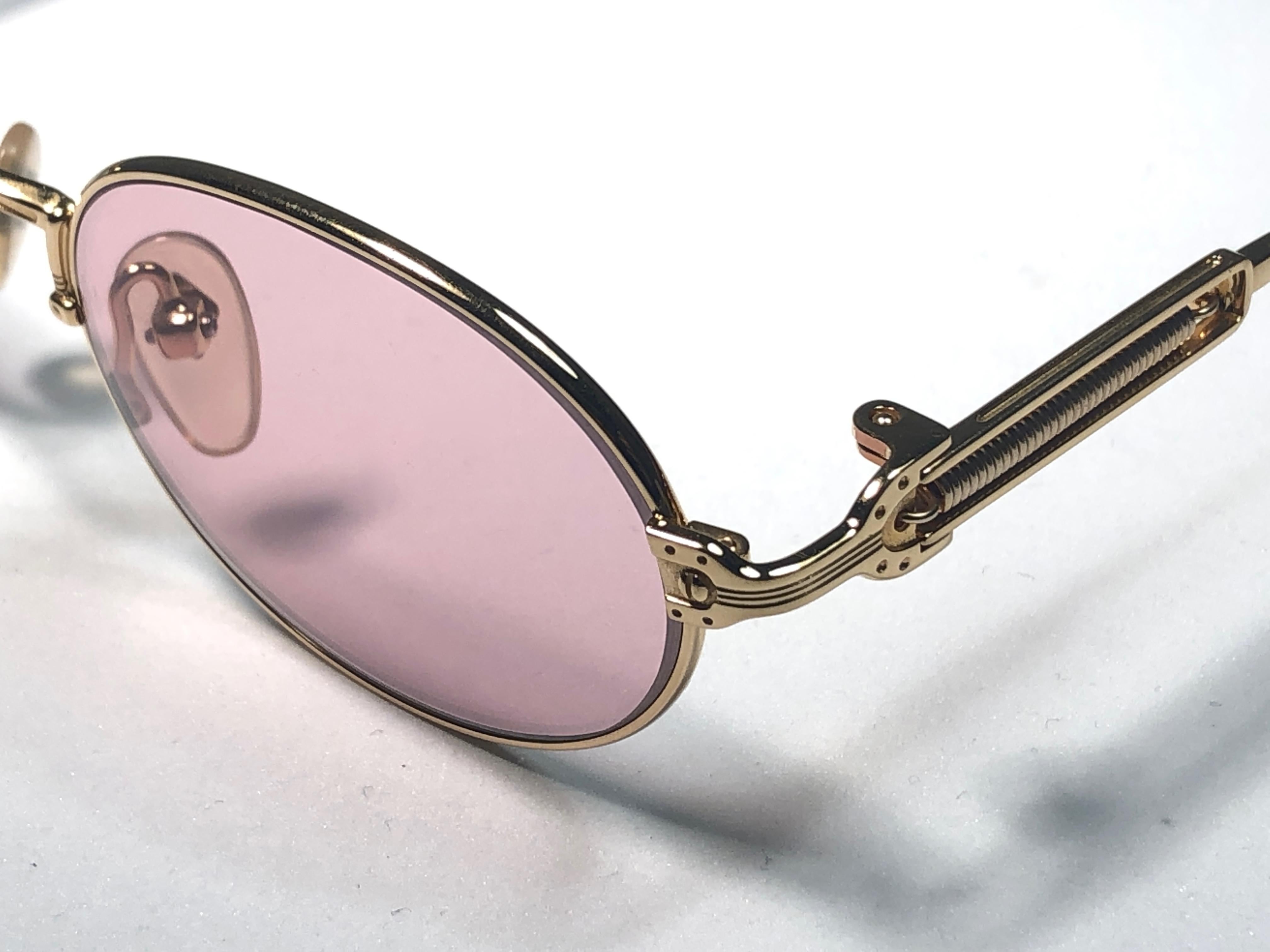 New Jean Paul Gaultier 55 5104 Rose Gold Sunglasses 1990's Japan  In New Condition In Baleares, Baleares