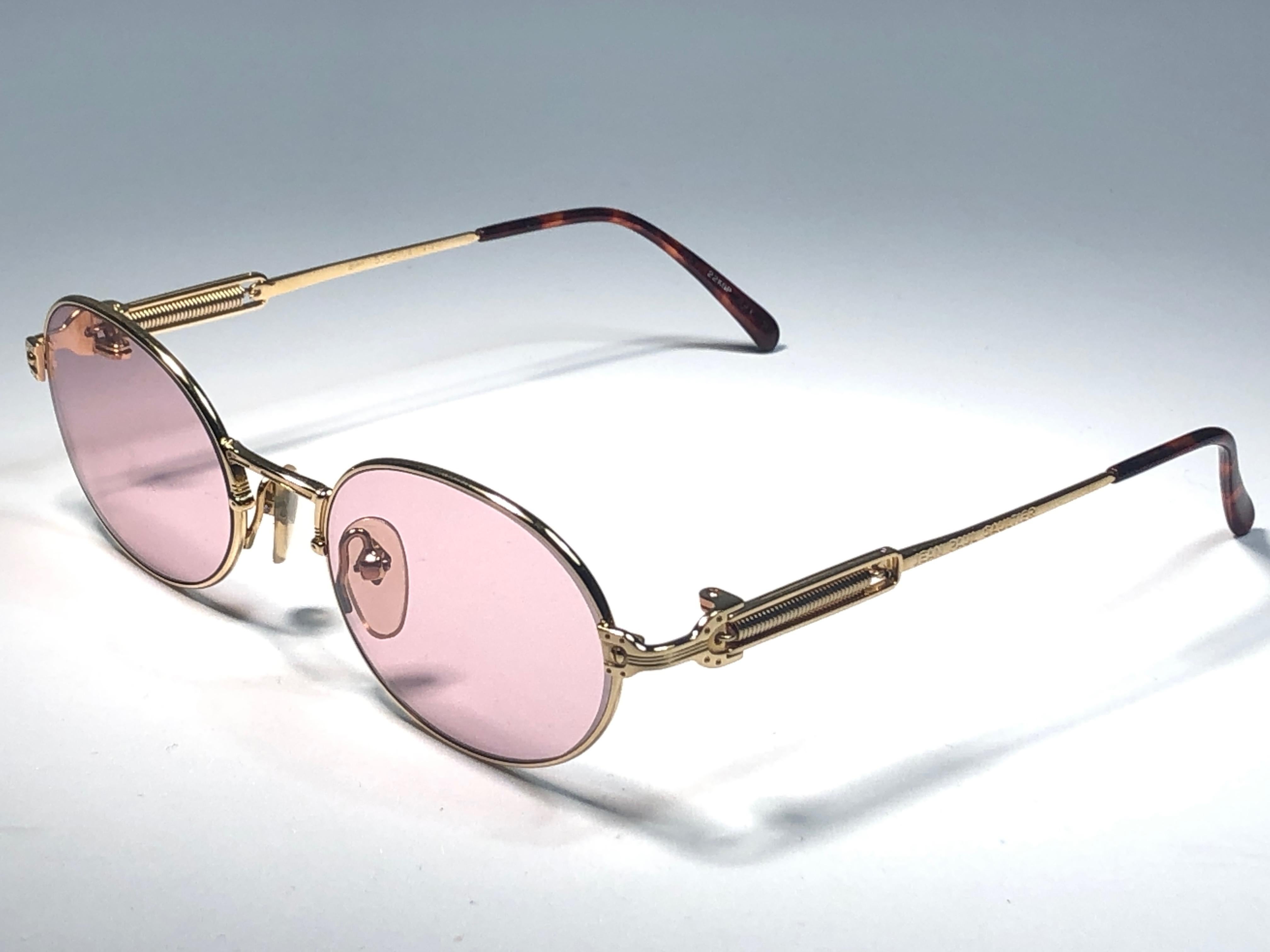 New Jean Paul Gaultier 55 5104 Rose Gold Sunglasses 1990's Japan  1