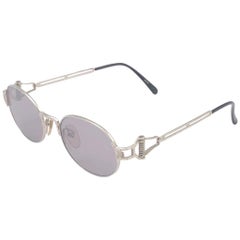 New Jean Paul Gaultier 55 5110 Silver Flat Lens Sunglasses 1990's Made in Japan 