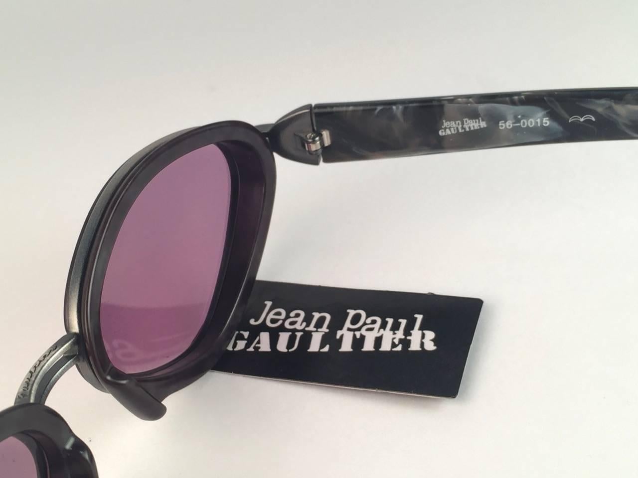 New Jean Paul Gaultier 56 0015 Marbled Grey Bullet Like Inserts 1990's Japan  For Sale 1