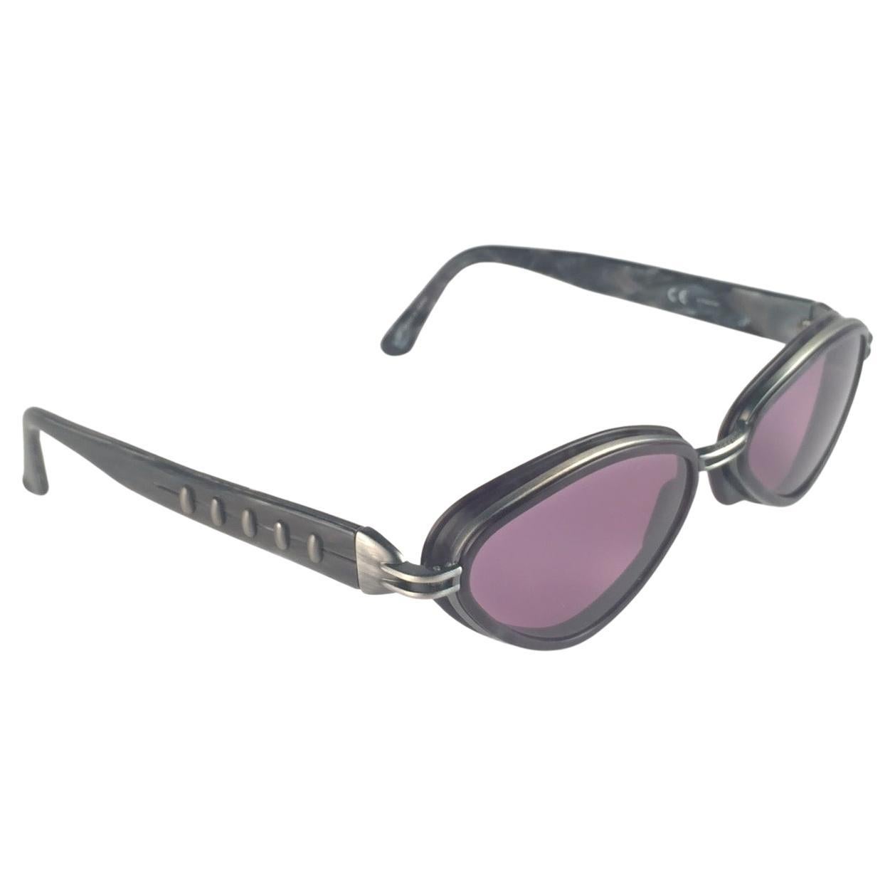 New Jean Paul Gaultier 56 0015 Marbled Grey Bullet Like Inserts 1990's Japan For Sale