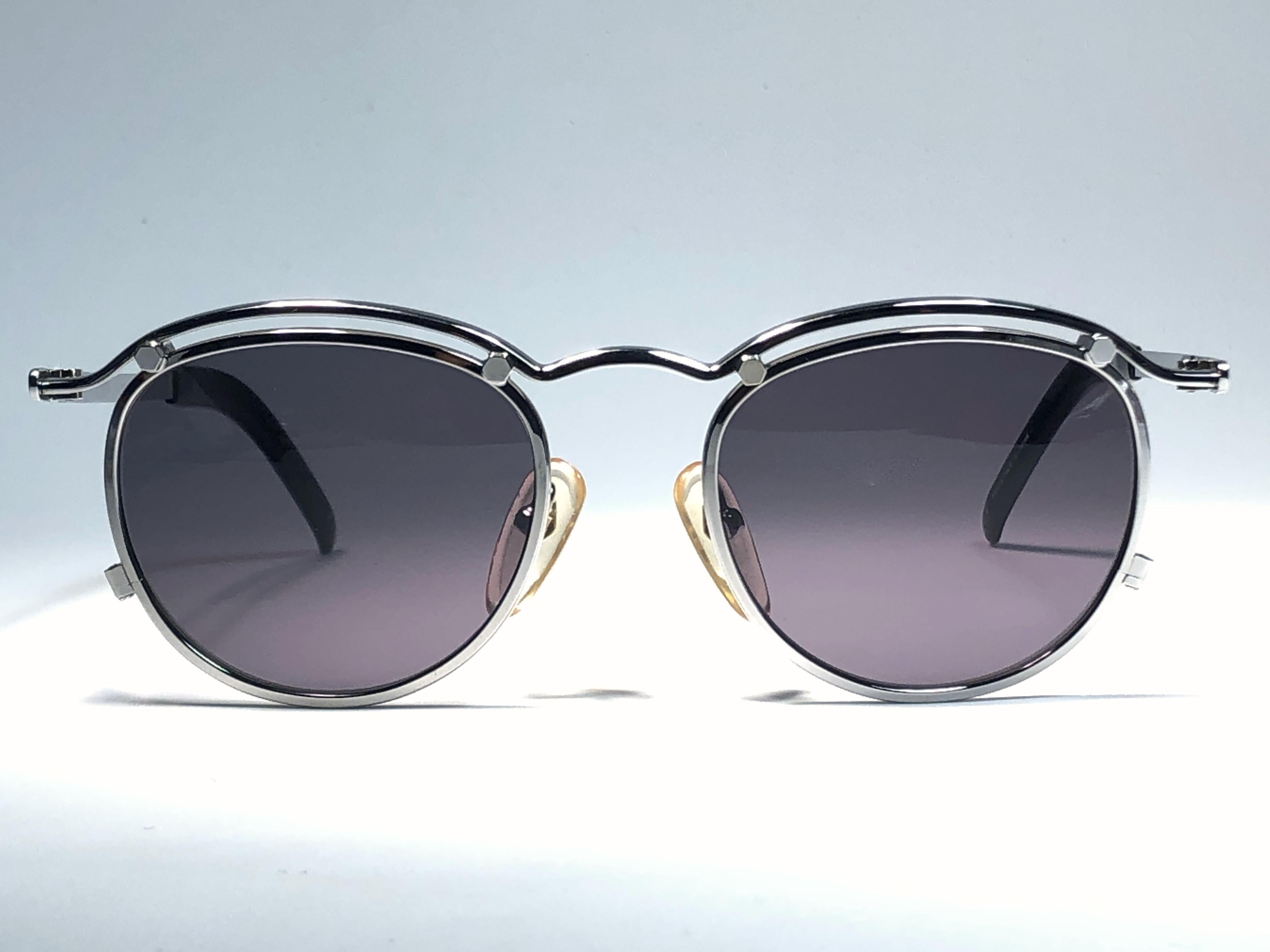 Black New Jean Paul Gaultier 56 1174 Round Gold Matte Frame 1990's Sunglasses Japan  