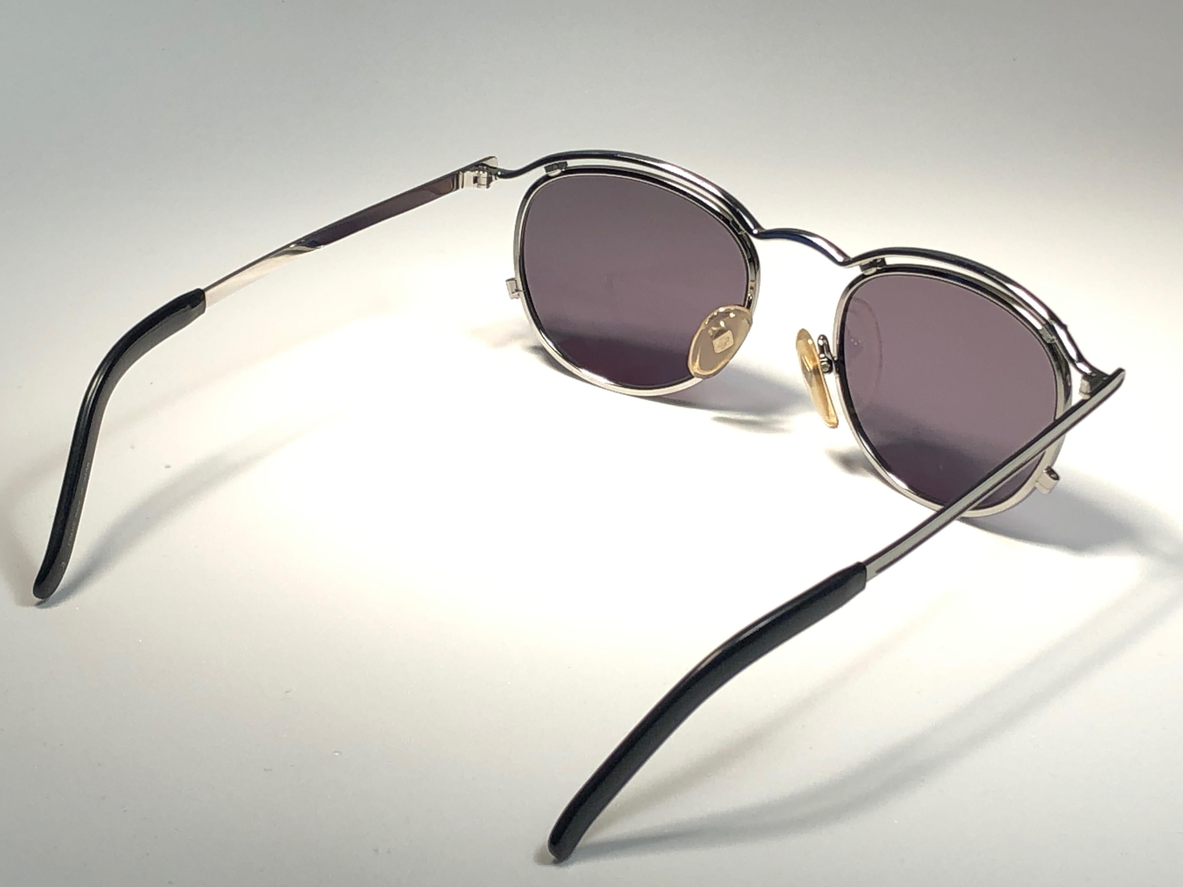 Women's or Men's New Jean Paul Gaultier 56 1174 Round Gold Matte Frame 1990's Sunglasses Japan  