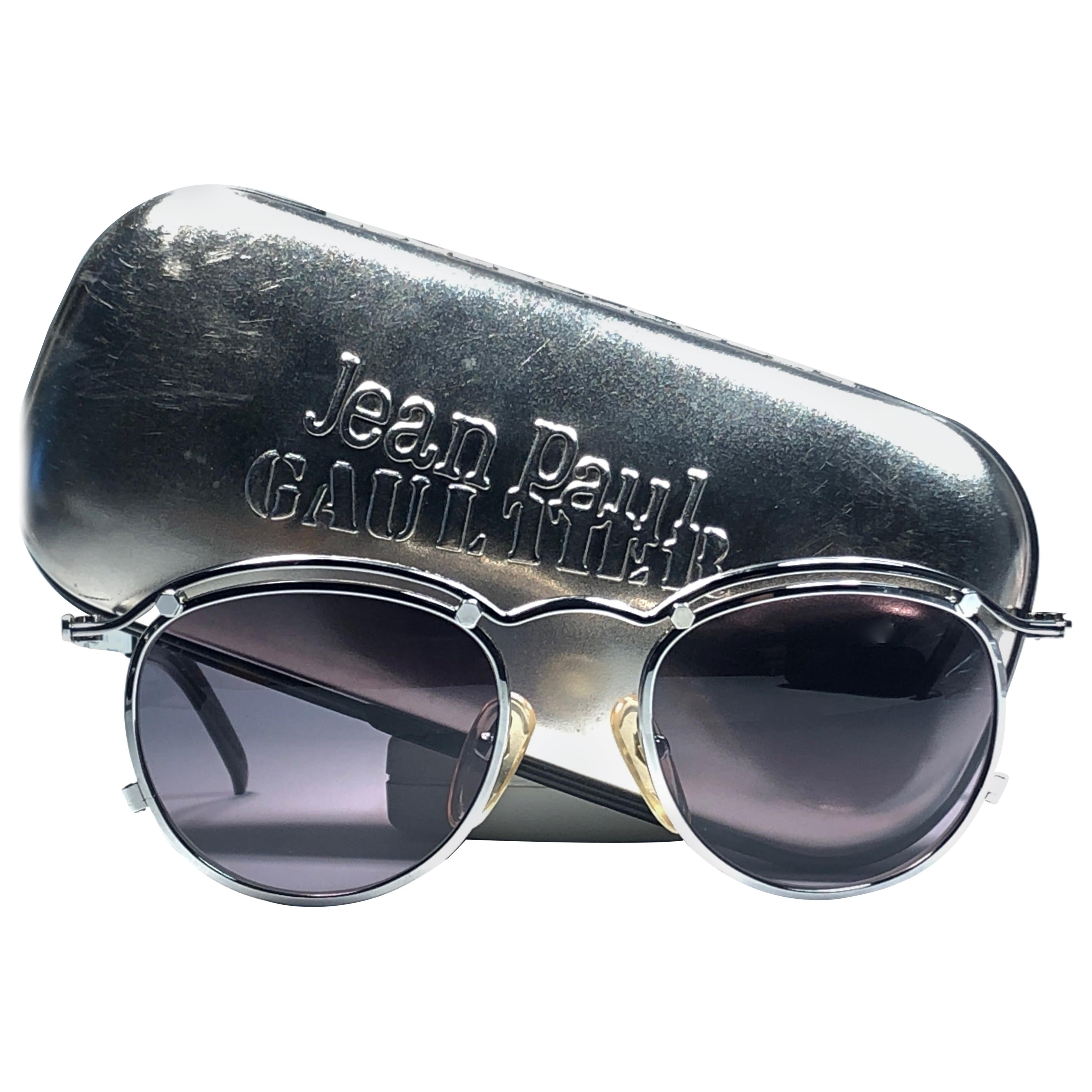 New Jean Paul Gaultier 56 1174 Round Gold Matte Frame 1990's Sunglasses Japan  