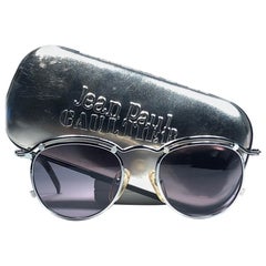 Neu Jean Paul Gaultier 56 1174 Runder Gold-Sonnenbrille mit mattem Rahmen 1990er Jahre Japan  