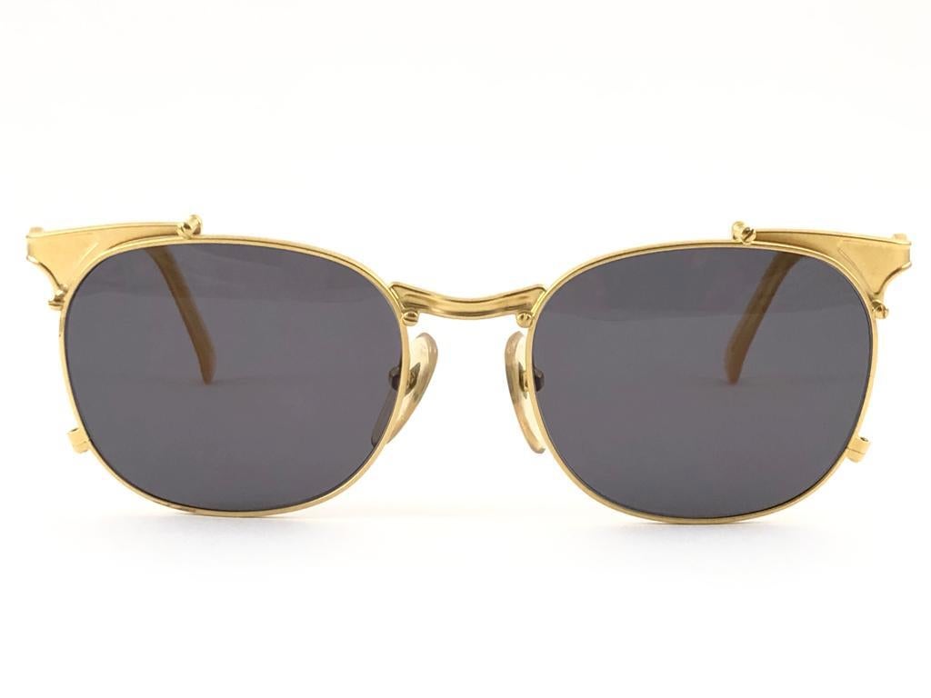 Women's or Men's New Jean Paul Gaultier 56 2175 Gold Brown Lens Sunglasses 1990's  For Sale