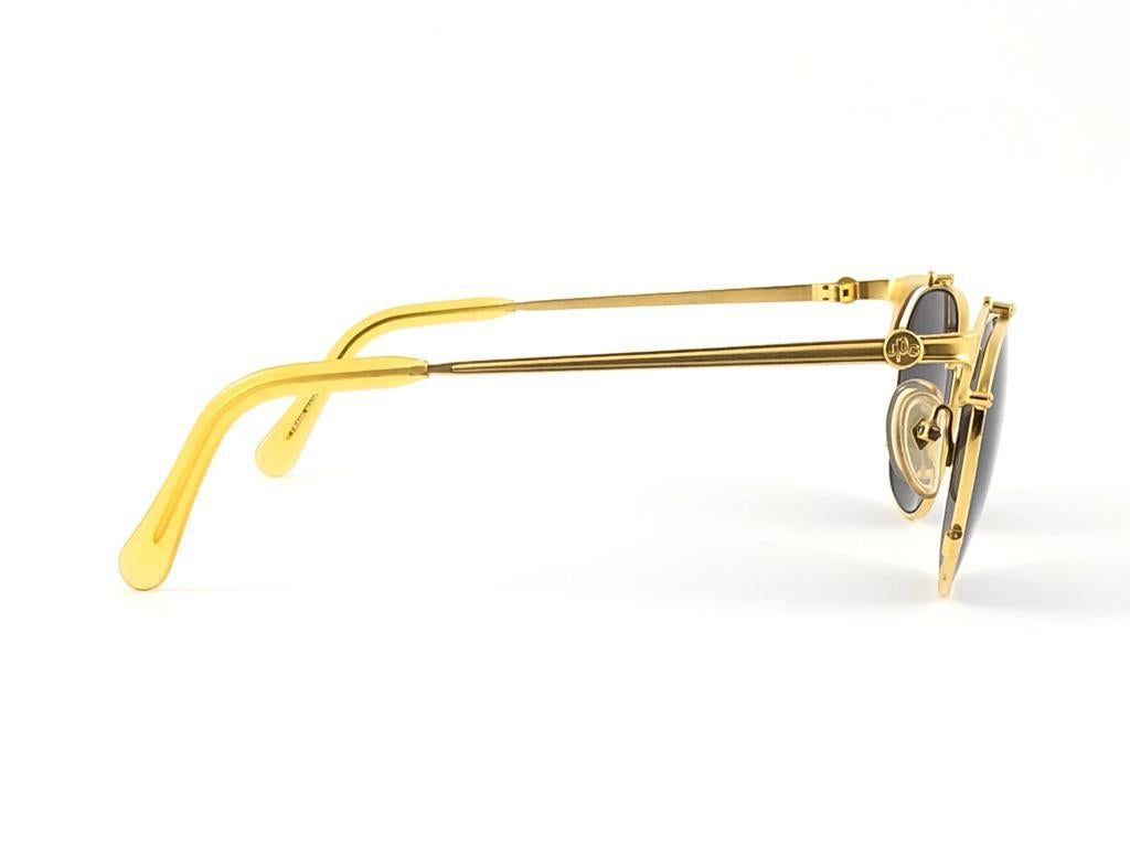 New Jean Paul Gaultier 56 2175 Gold Brown Lens Sunglasses 1990's For Sale 1