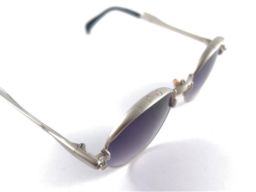 New Jean Paul Gaultier 56 4175 Silver Metal Jet Ornaments Grey Lens 1990's Japan For Sale 9