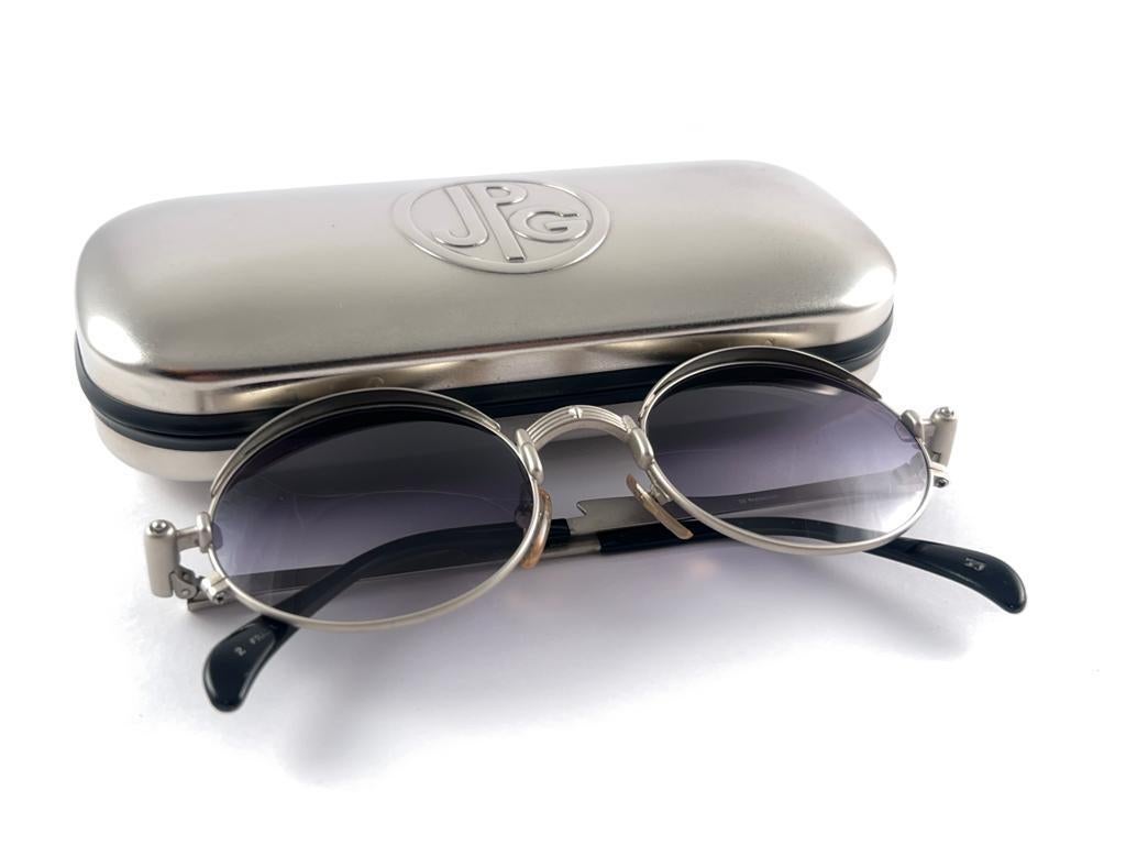 New Jean Paul Gaultier 56 4175 Silver Metal Jet Ornaments Grey Lens 1990's Japan For Sale 3