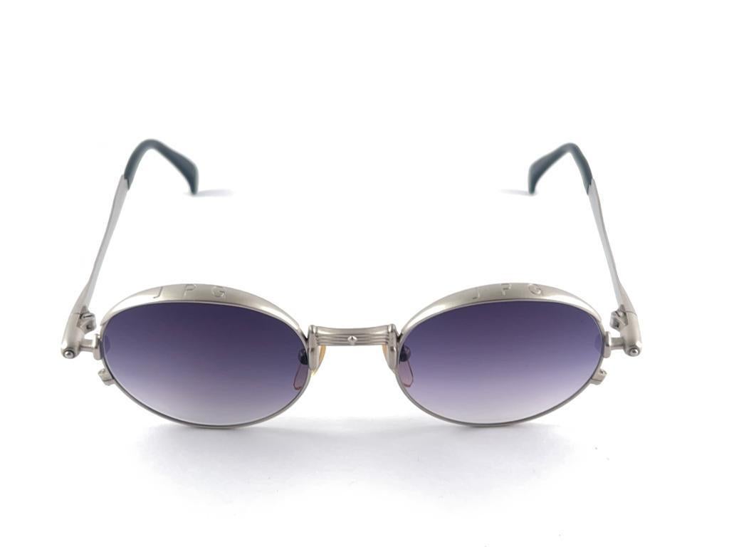 New Jean Paul Gaultier 56 4175 Silver Metal Jet Ornaments Grey Lens 1990's Japan For Sale 4