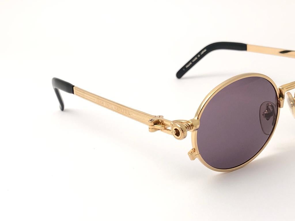 Neu Jean Paul Gaultier 56 4178 Runde goldene und braune Lens-Sonnenbrille 1990er 3