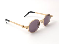 New Jean Paul Gaultier 56 4178 Round Gold Matte Brown Lens Sunglasses 1990's