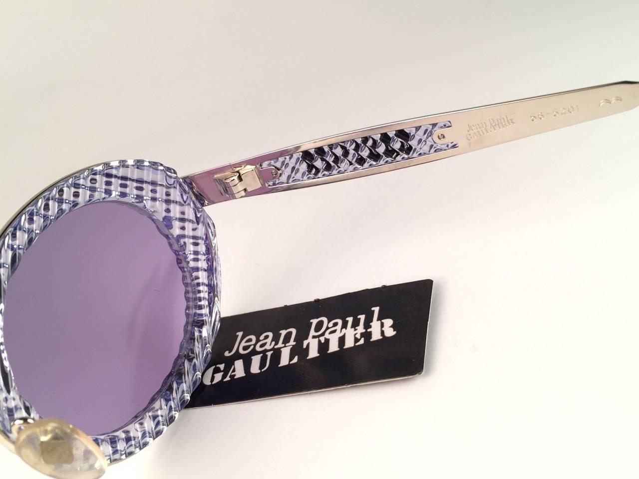 Neu Jean Paul Gaultier 56 5201 Oval Blau Transluzentes Sammlerstück 1990er Japan im Angebot 2