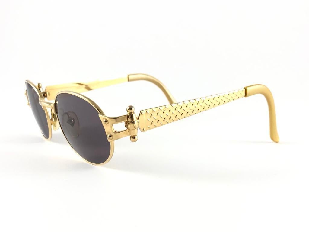 New Jean Paul Gaultier 56 6104 Oval Gold Sunglasses 1990's Made in Japan  2