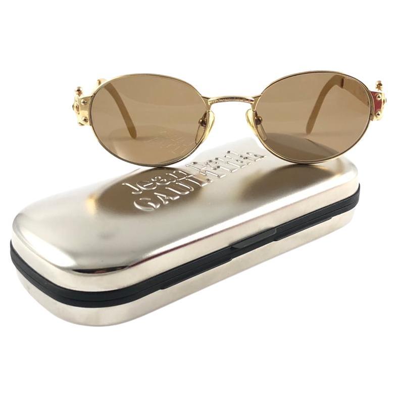 Jean Paul Gaultier 58-6104 90 S Vintage Lunettes de soleil imemyself Eyewear Gold 