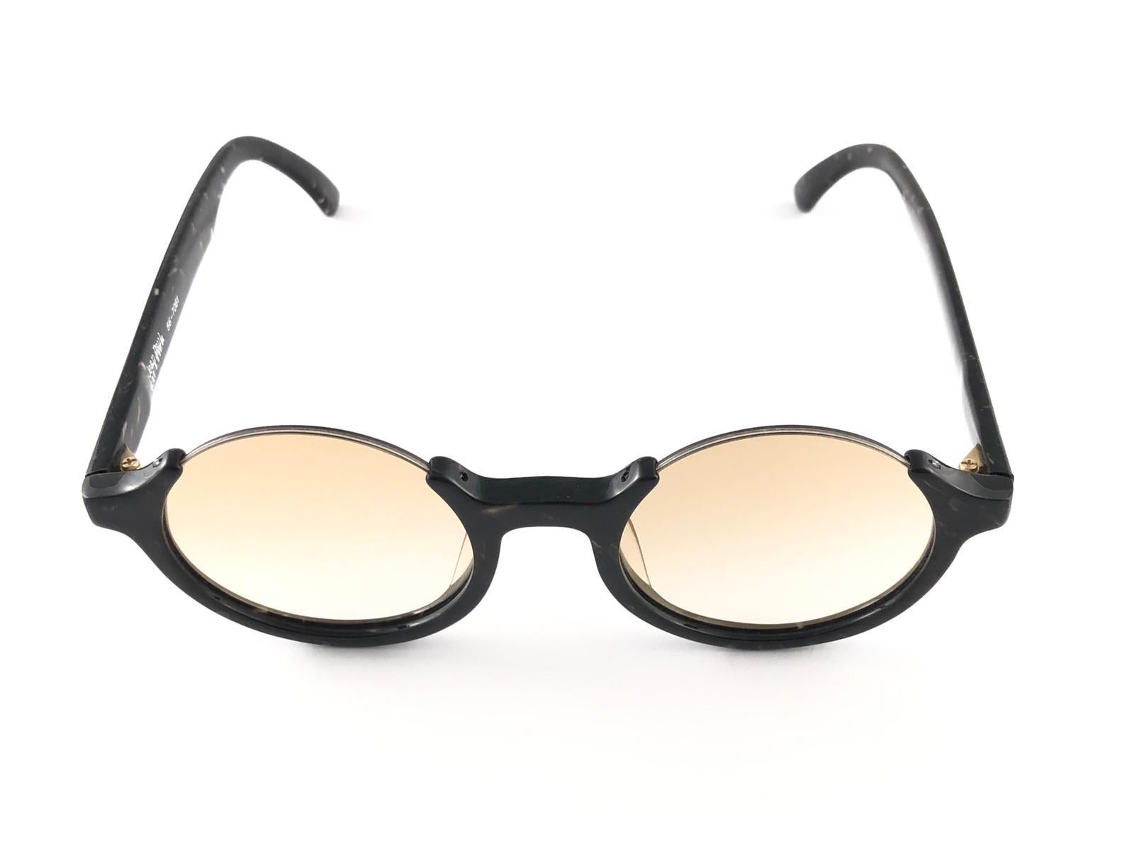 New Jean Paul Gaultier 56 7061 Round Marbled Flat Lenses 1990's JPG Sunglasses 1