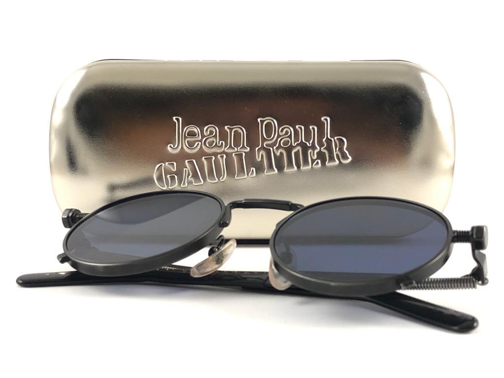 New Jean Paul Gaultier 56 8171 Round Black Matte Dark Purple Lens 1990's Japan 7