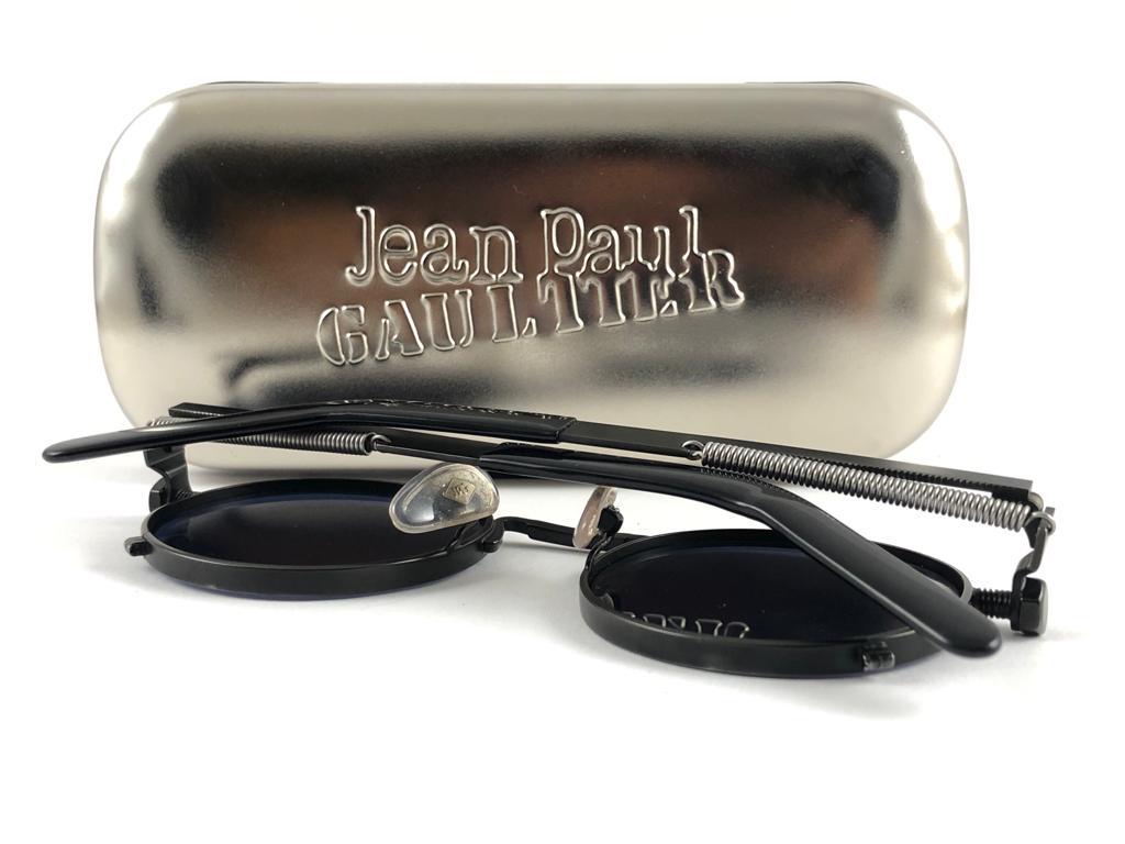 New Jean Paul Gaultier 56 8171 Round Black Matte Dark Purple Lens 1990's Japan 8