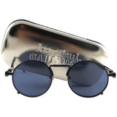 Jean Paul Gaultier Lens rond noir mat et violet foncé neuf, Taille 56 8171, Japon, années 1990