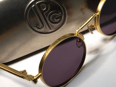 New Jean Paul Gaultier 56 8171 Round Gold Matte Frame 1990's Sunglasses Japan