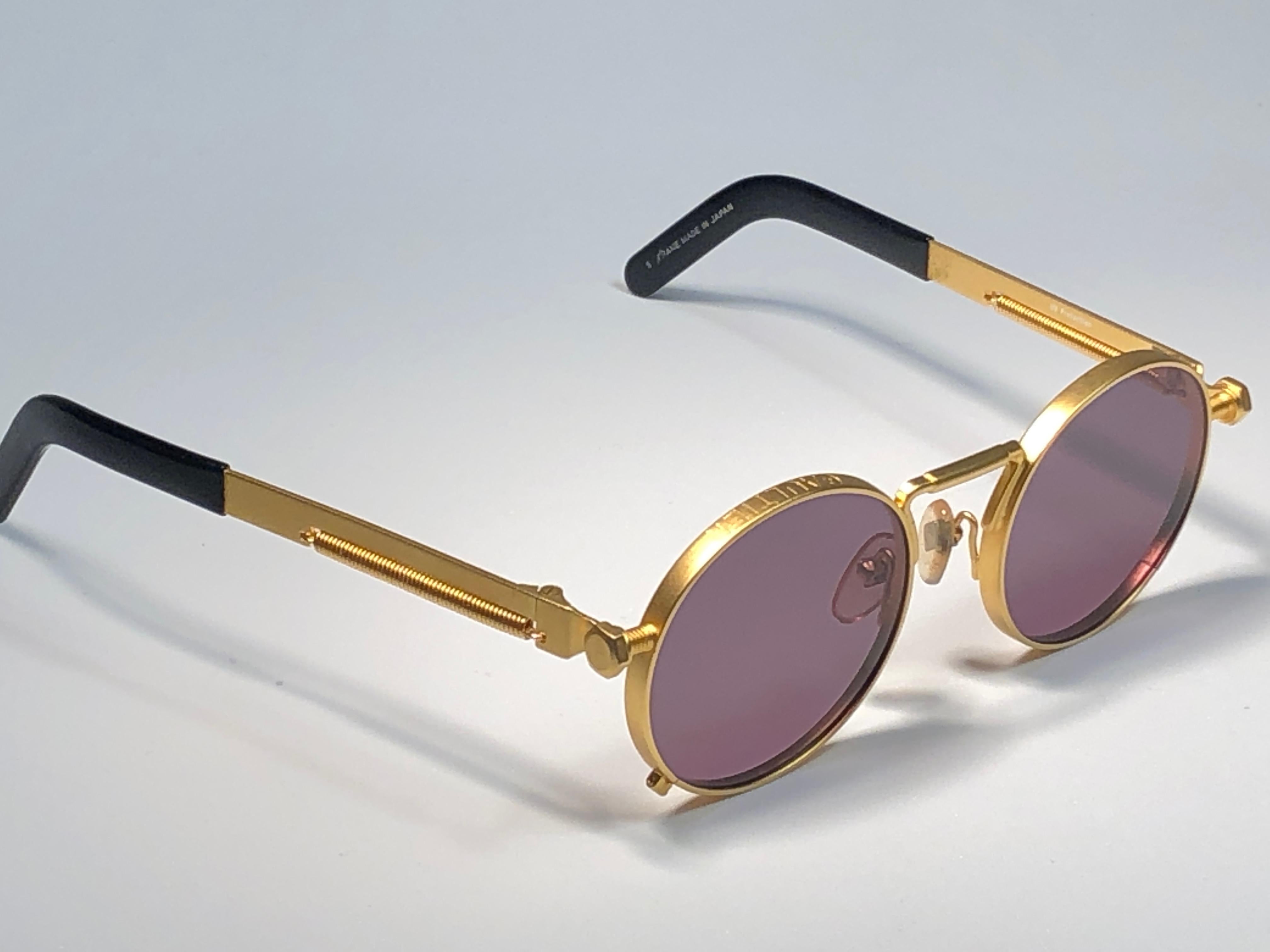 New Jean Paul Gaultier 56 8171 Round Gold Matte Frame 1990's Sunglasses Japan   In New Condition In Baleares, Baleares