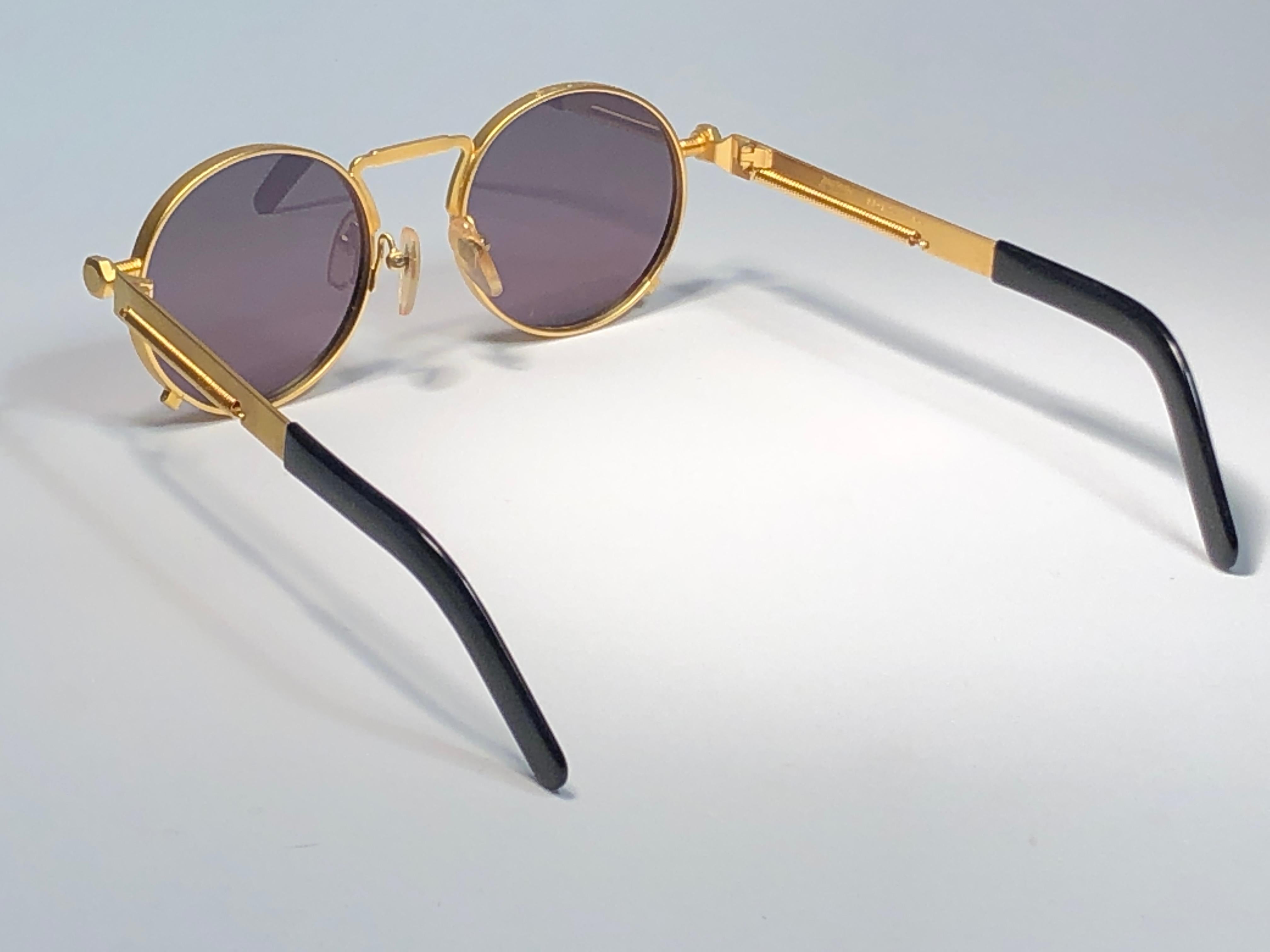 New Jean Paul Gaultier 56 8171 Round Gold Matte Frame 1990's Sunglasses Japan   4