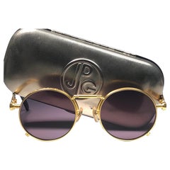 Nouveau Jean Paul Gaultier 56 8171 Round Gold Matte Frame 1990's Sunglasses Japan