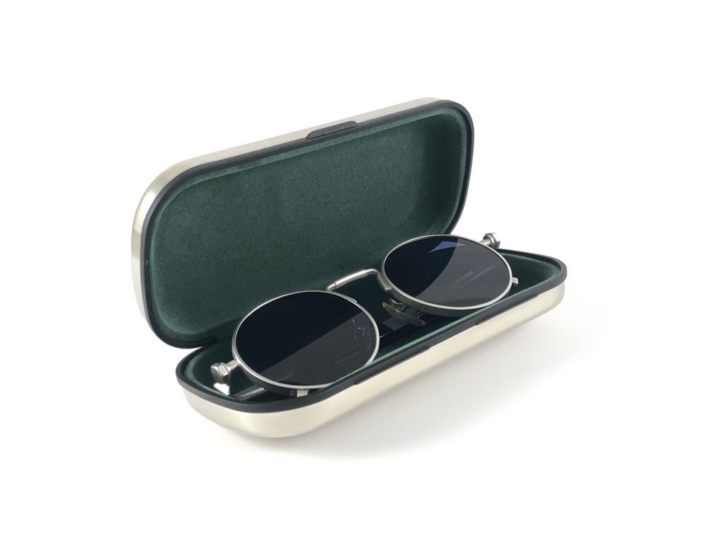 New Jean Paul Gaultier 56 8171 Round Gun Metal Silver Matte Frame 1990's Japan 3